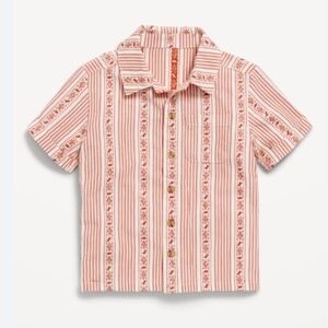 NWT Old Navy Printed Short-Sleeve Linen Blend Jacquard Pocket Shirt